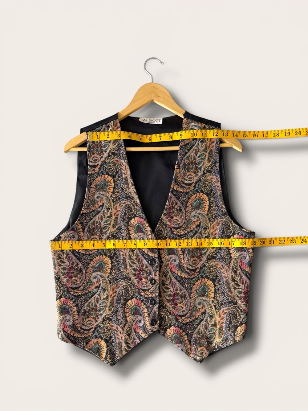 Talbots Paisley Brocade Vest in Black with Multicolor Accents - Picture 5 of 8